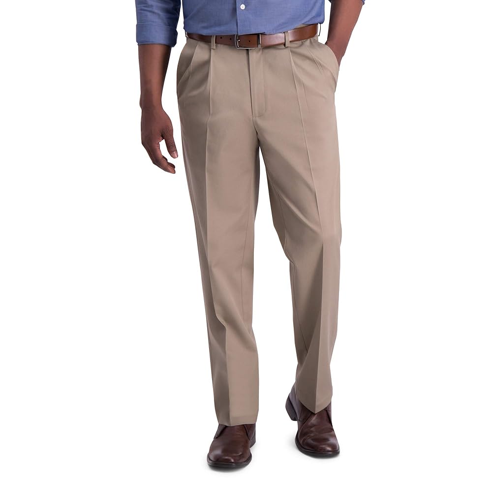 Haggar mens Iron Free Premium Khaki Classic Fit Pleat Front